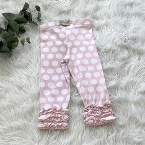 Girls Sweethoney Boutique triple ruffle capri leggings icings pink polka dot